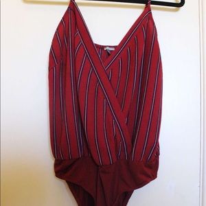 Red stripped body suit